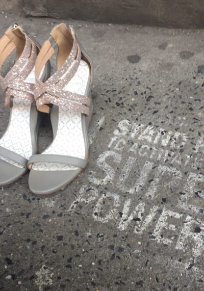 Double Trouble wedge mermaid grey super powers ny Double Trouble wedge mermaid grey super powers ny